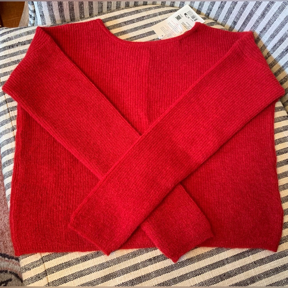 NWT Sezane Gaspard in Cropped Red XS Cardigan Sweater - Picture 2 of 5